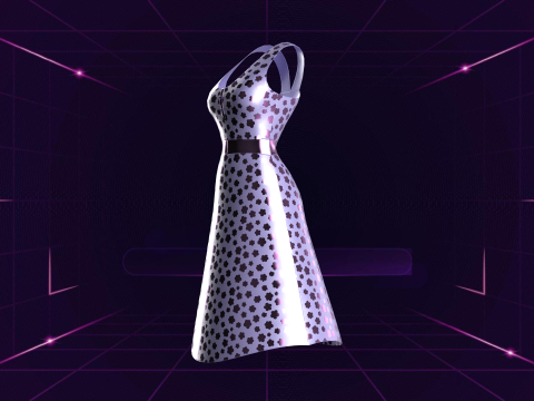 Girls Long Fashion Dress Modello 3D