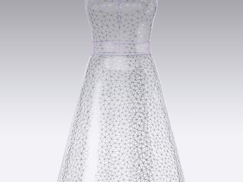 Girls Long Fashion Dress Modello 3D