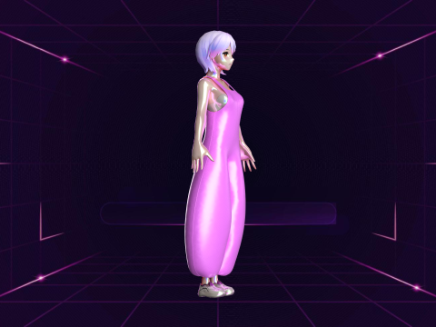 Girls Meta Fashion Dress Model 3D