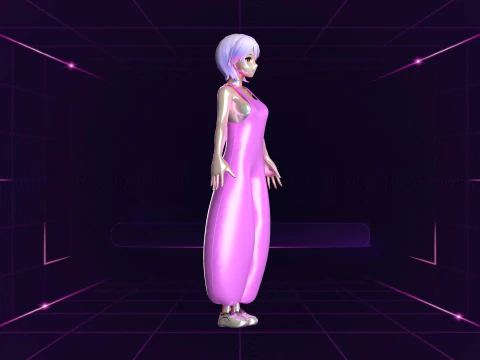 Girls Meta Fashion Dress 3D Model