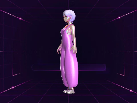 Girls Meta Fashion Dress 3D Model