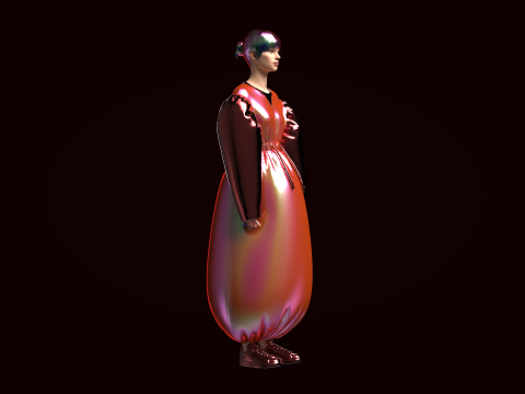 Girls Outdoor Dress In Low Poly Modelo 3D