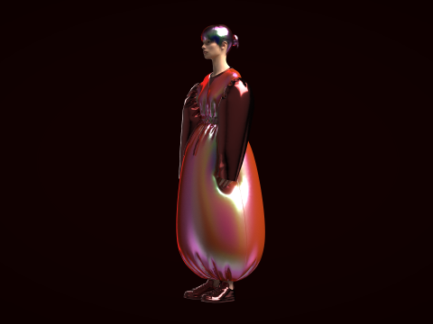 Girls Outdoor Dress In Low Poly Modelo 3D