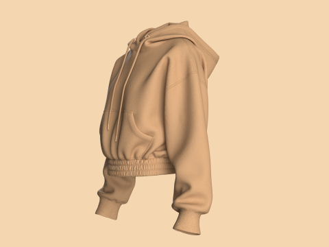 Girls Cropped Hoodie 3D Model