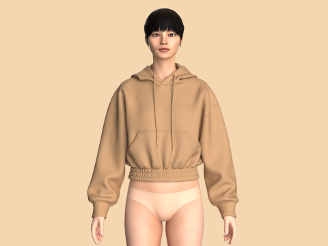 Girls Cropped Hoodie 3D Model