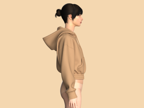 Girls Cropped Hoodie 3D Model