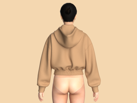Girls Cropped Hoodie 3D Model