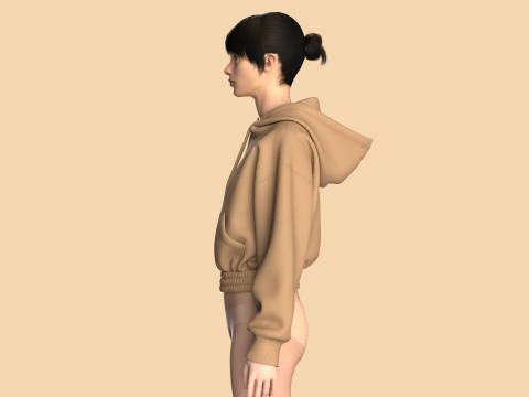 Girls Cropped Hoodie 3D Model