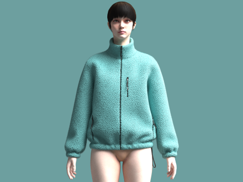 Girls Jacket - Sherpa Modelo 3D