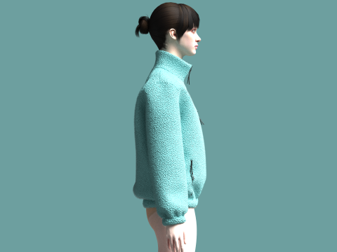 Girls Jacket - Sherpa Modelo 3D