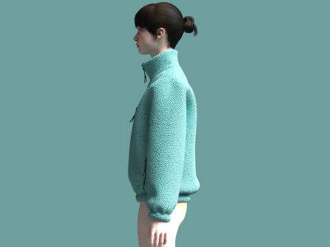 Girls Jacket - Sherpa Modelo 3D