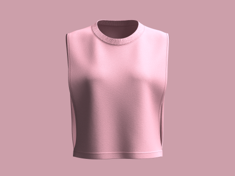 Girls-Sleeveless Crop Tops 3D 모델