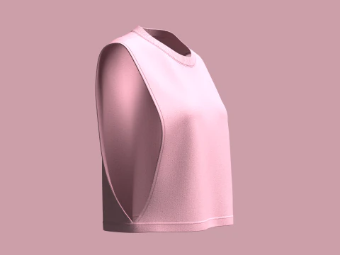 Girls-Sleeveless Crop Tops 3D Model
