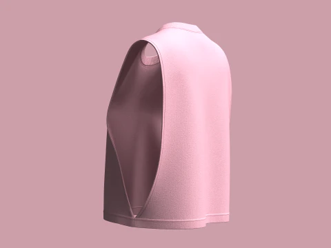 Girls-Sleeveless Crop Tops 3D Model