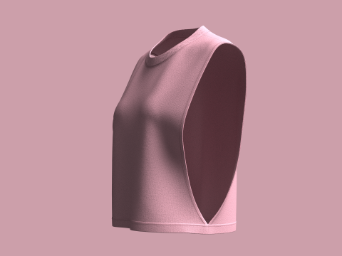 Girls-Sleeveless Crop Tops 3D 模型