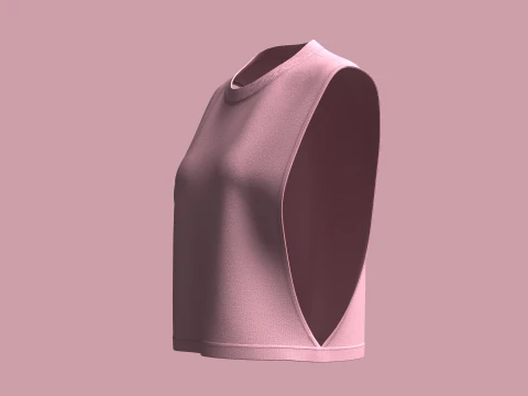 Girls-Sleeveless Crop Tops 3D Model