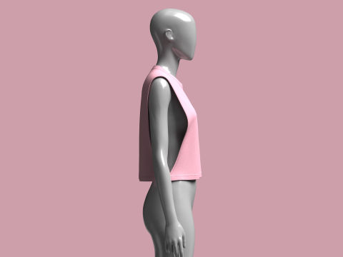 Girls-Sleeveless Crop Tops 3D 模型
