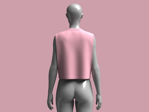 Girls-Sleeveless Crop Tops 3D 模型