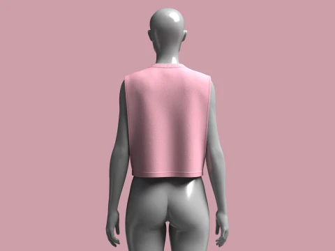 Girls-Sleeveless Crop Tops 3D Model