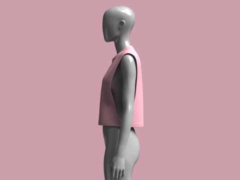 Girls-Sleeveless Crop Tops 3D 模型