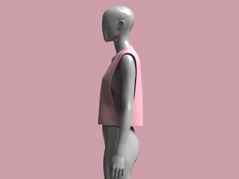 Girls-Sleeveless Crop Tops 3D Model