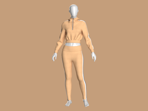 Girls Hoodie with Leggings - Outfit 3Dモデル