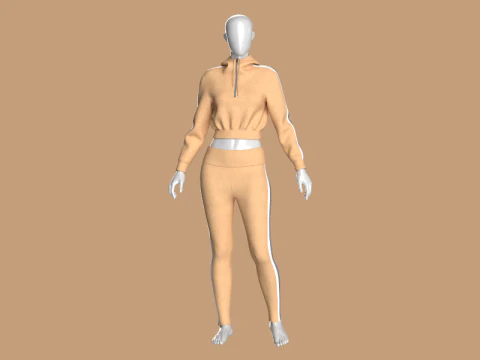 Girls Hoodie with Leggings - Outfit 3D Model