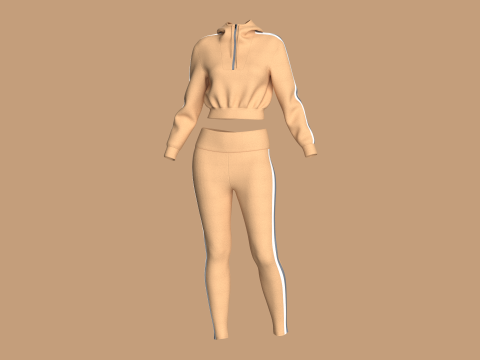 Girls Hoodie with Leggings - Outfit 3D 模型