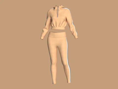 Girls Hoodie with Leggings - Outfit 3D Model