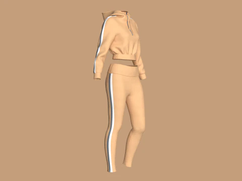 Girls Hoodie with Leggings - Outfit 3D Model