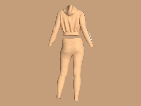 Girls Hoodie with Leggings - Outfit 3D Model