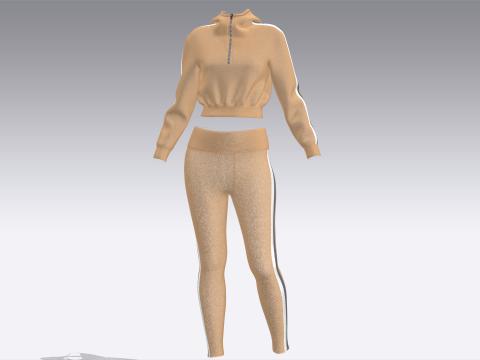 Girls Hoodie with Leggings - Outfit 3D 模型