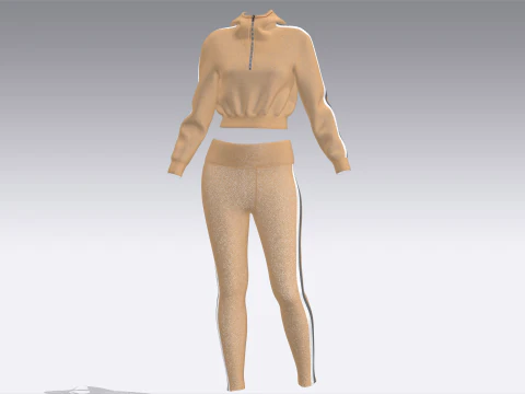 Girls Hoodie with Leggings - Outfit 3D Model
