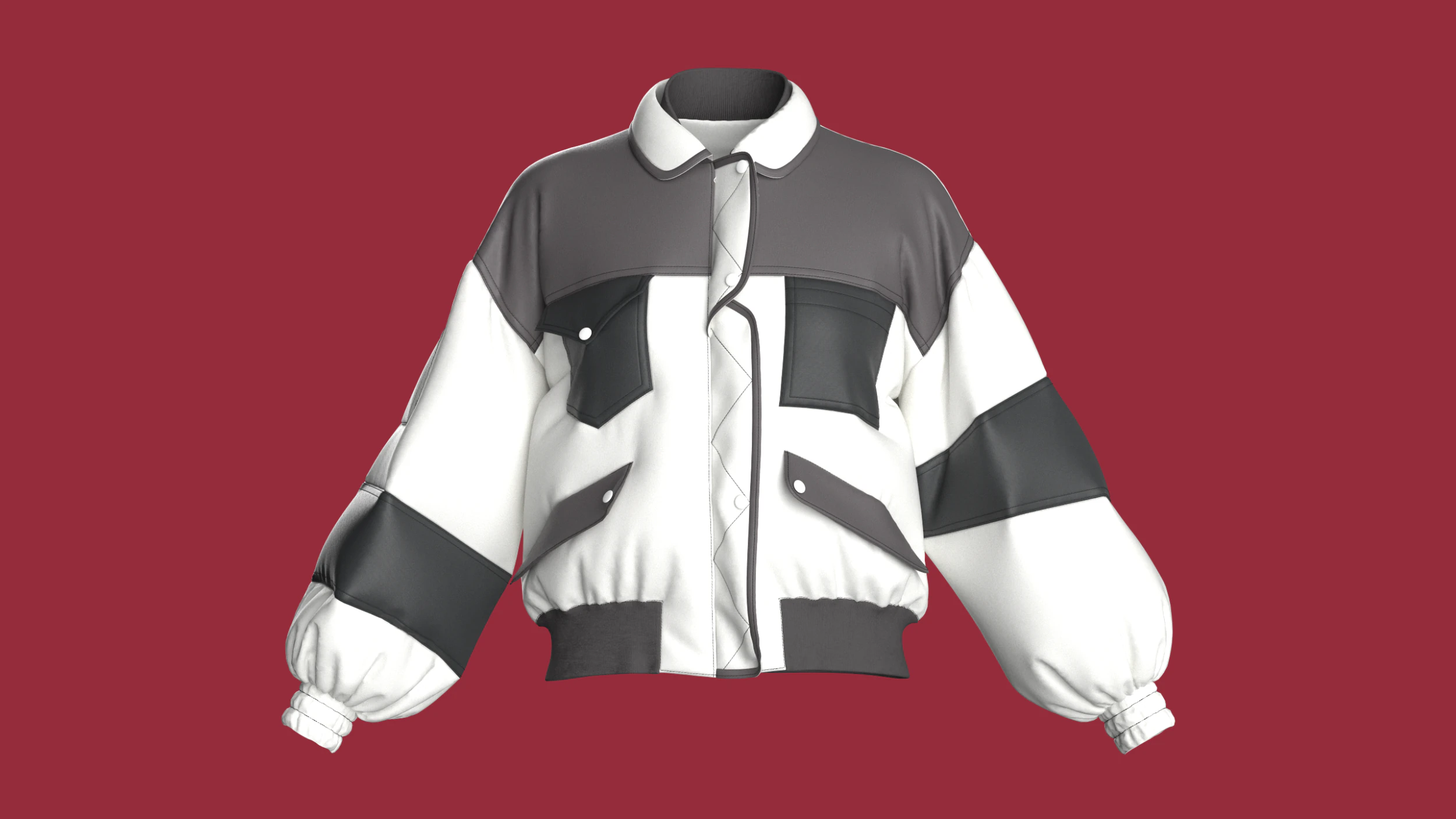Girls Bomber Pocket Jacket 3D Model .c4d .max .obj .3ds .fbx .stl .blend 