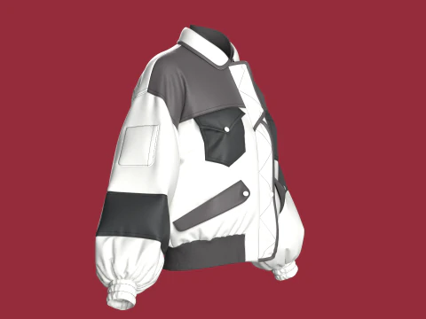 Girls Bomber Pocket Jacket 3D Model