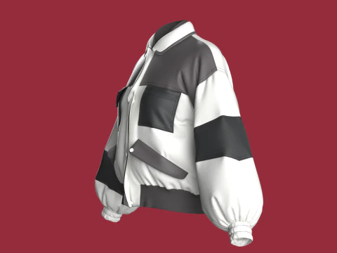 Girls Bomber Pocket Jacket 3D Model
