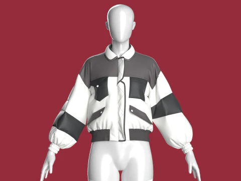 Girls Bomber Pocket Jacket 3D Model
