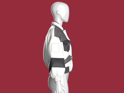 Girls Bomber Pocket Jacket 3D Model