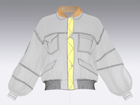 Girls Bomber Pocket Jacket 3D Model