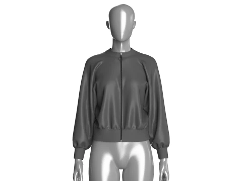 レディース ボンバー ブラック ジャケット 3Dモデル