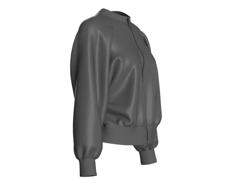 Ladies Bomber Black Jacket 3D Model