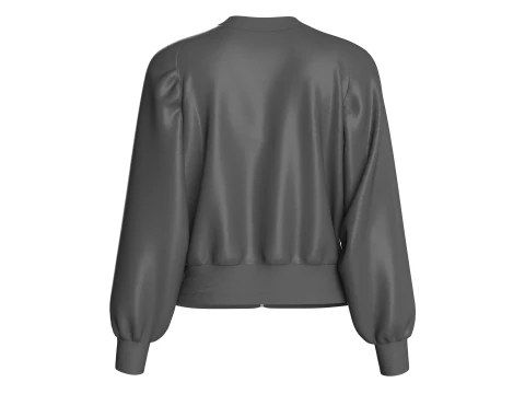 Ladies Bomber Black Jacket 3D Model