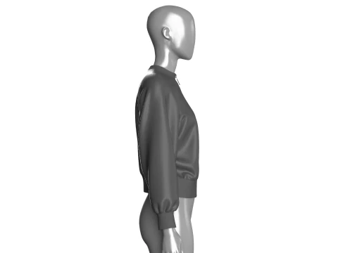 Ladies Bomber Black Jacket 3D Model