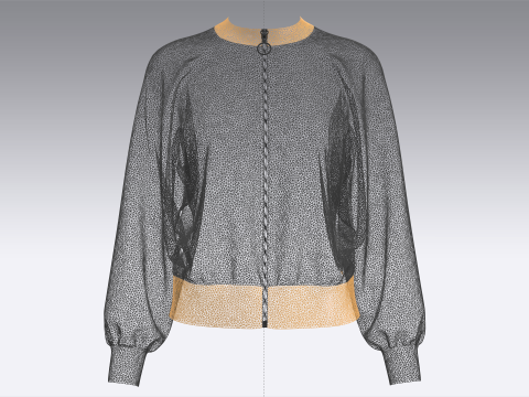 Ladies Bomber Black Jacket 3D 모델