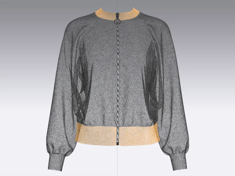 Ladies Bomber Black Jacket 3D Model