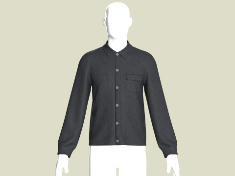 メンズデニムブラックジャケット 3Dモデル