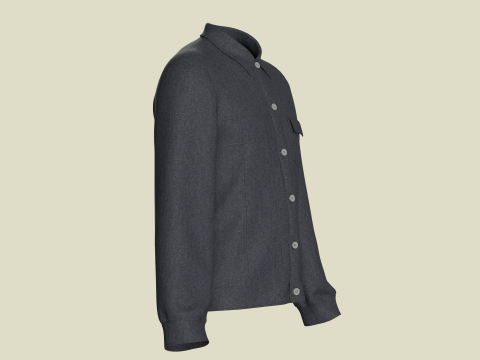 Men Denim Black Jacket 3D Модель