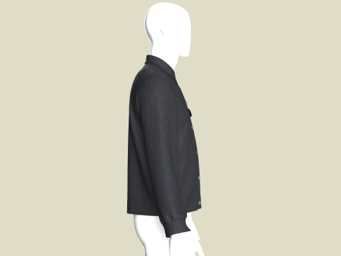 Men Denim Black Jacket 3D Модель