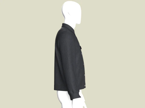 Men Denim Black Jacket 3D Model