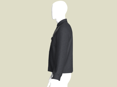 Men Denim Black Jacket 3D Модель
